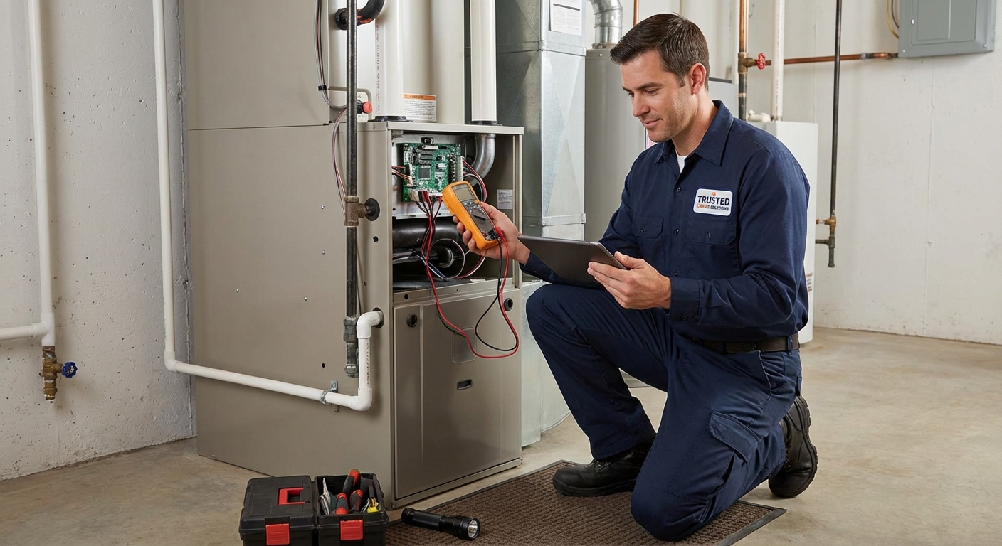 HVAC technician performing maintenance